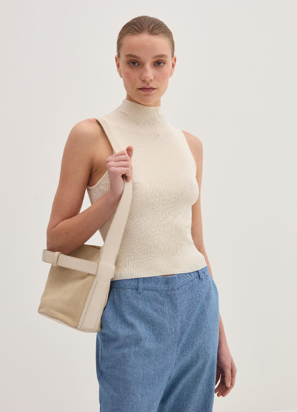 Stefanel Tank top a coste piatte mock neck Italia