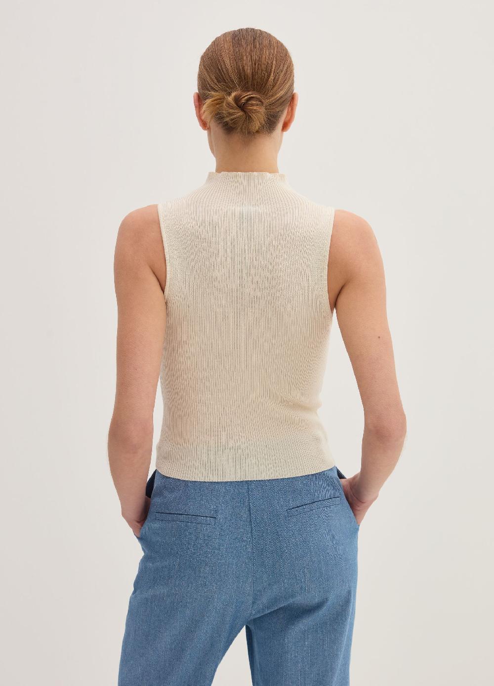 Stefanel Tank top a coste piatte mock neck Italia