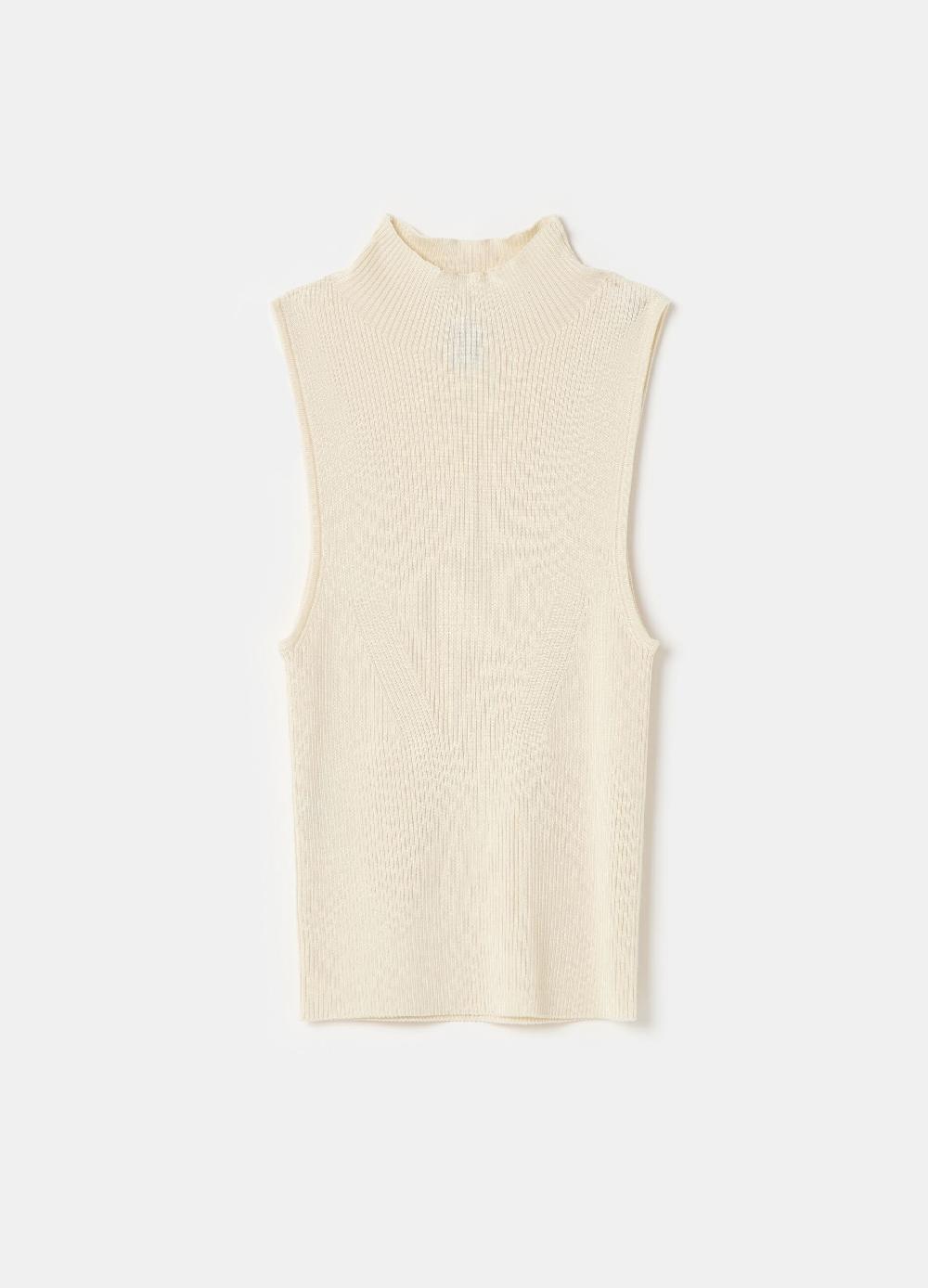 Stefanel Tank top a coste piatte mock neck Italia