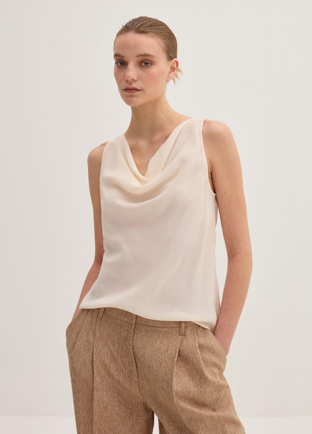 Stefanel Top in crêpe de chine con drappeggio Negozi Online