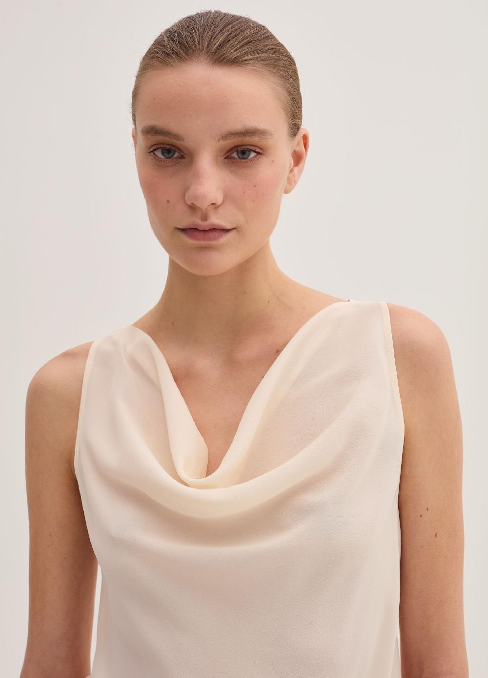 Stefanel Top in crêpe de chine con drappeggio Negozi Online