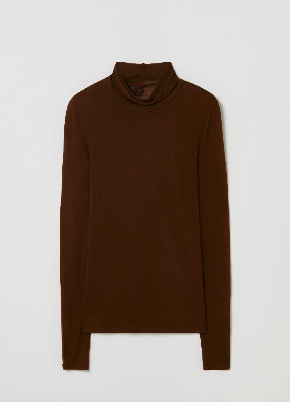 Stefanel T-shirt a collo alto in Lyocell e lana Sconto