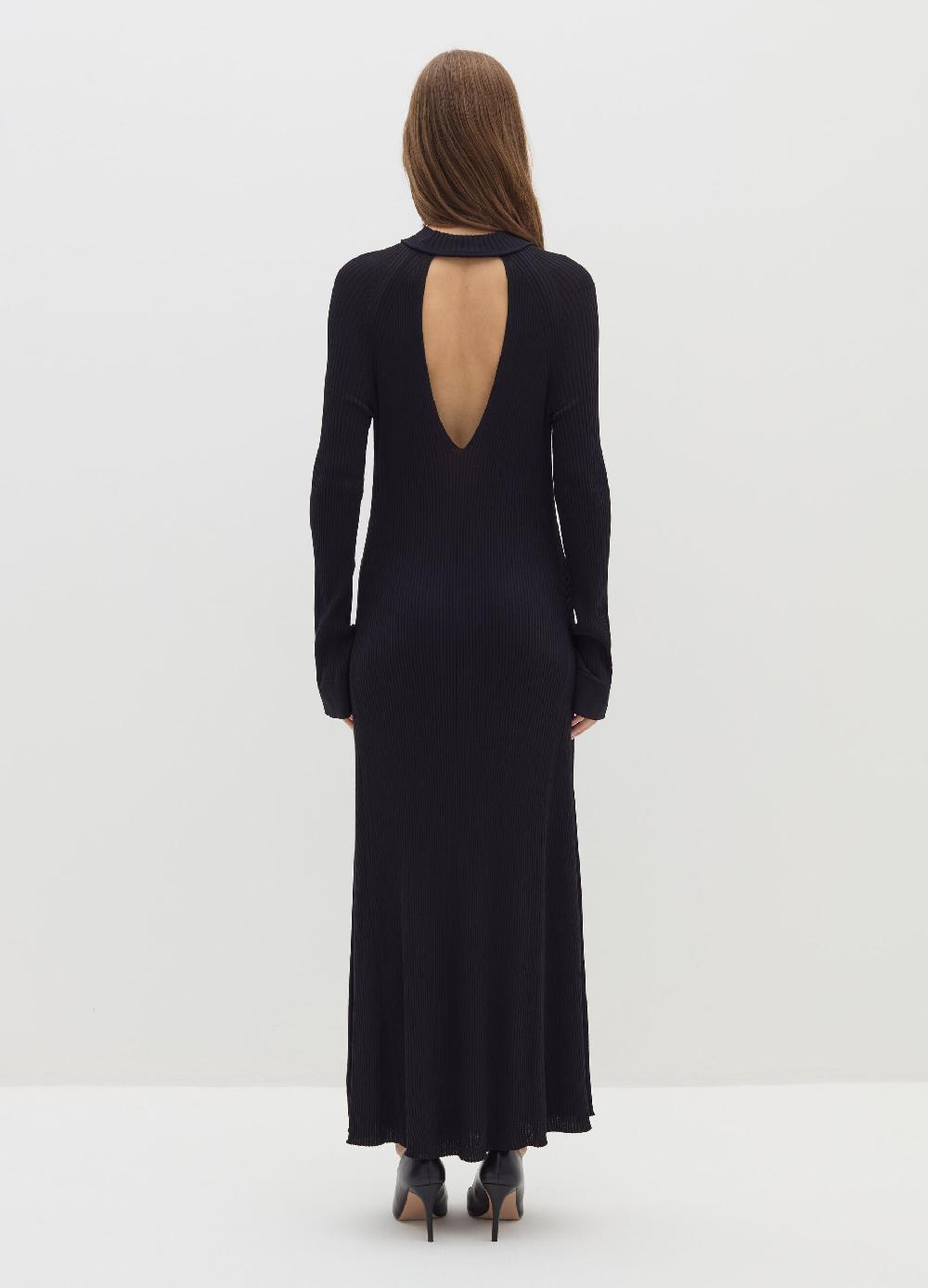 Stefanel Vestito lungo a coste piatte cut out Outlet