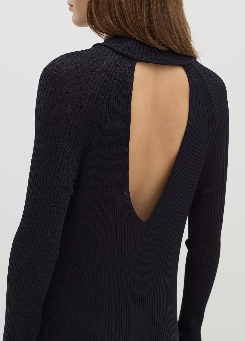 Stefanel Vestito lungo a coste piatte cut out Outlet