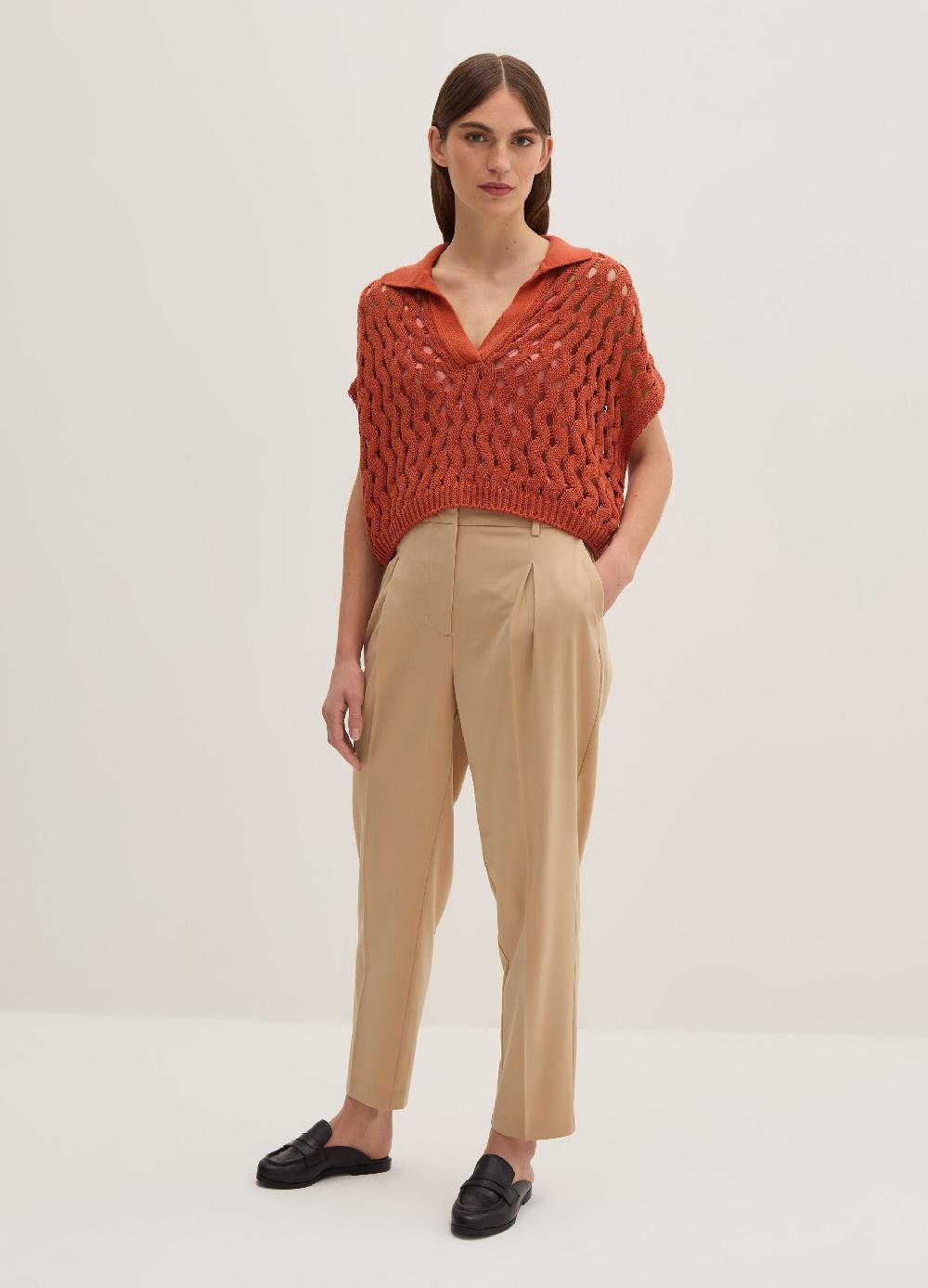 Stefanel Pantalone a sigaretta in gabardina con pinces Offerte