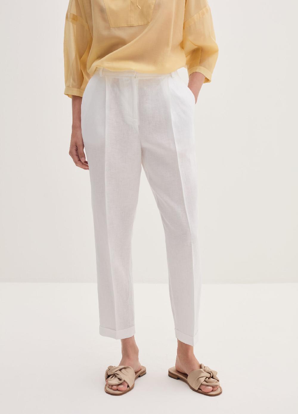Stefanel Pantalone a sigaretta cropped in lino I Più Venduti