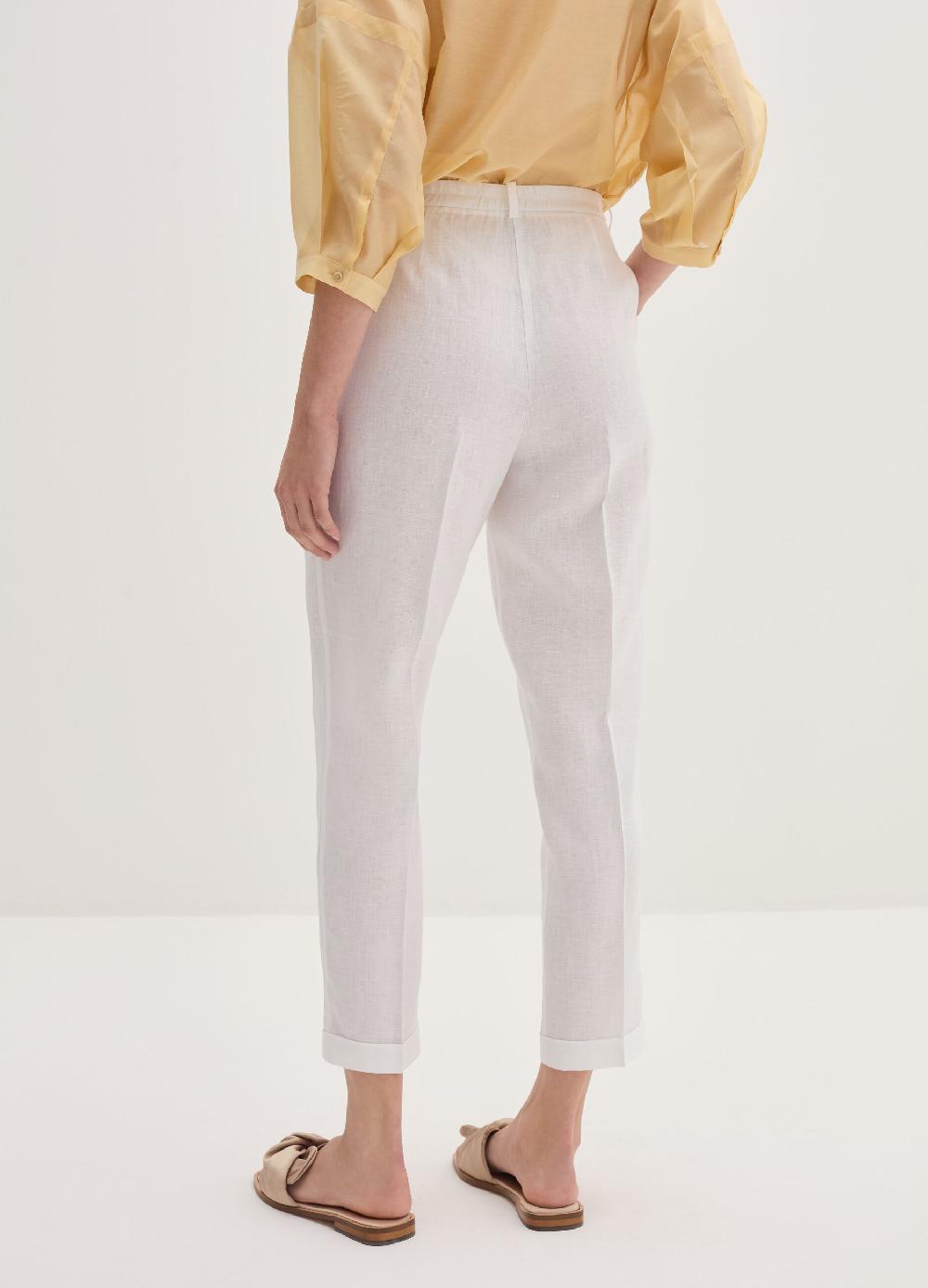 Stefanel Pantalone a sigaretta cropped in lino I Più Venduti