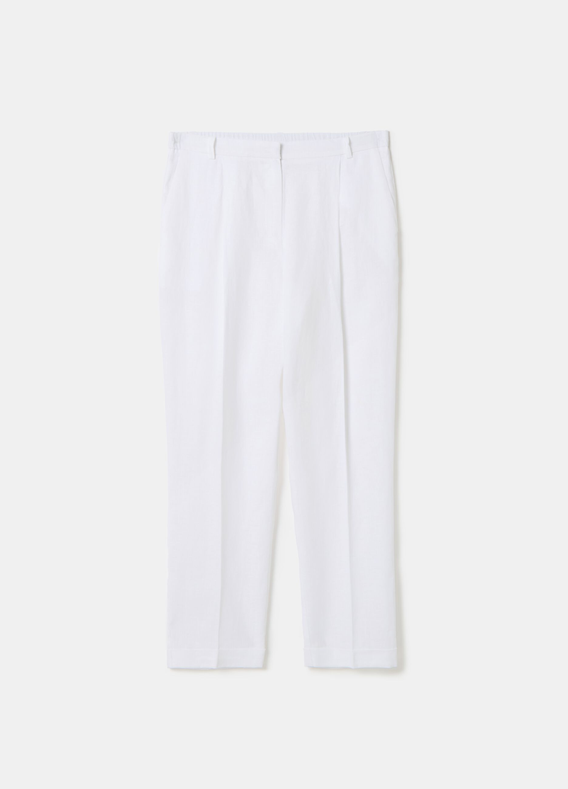 Stefanel Pantalone a sigaretta cropped in lino I Più Venduti