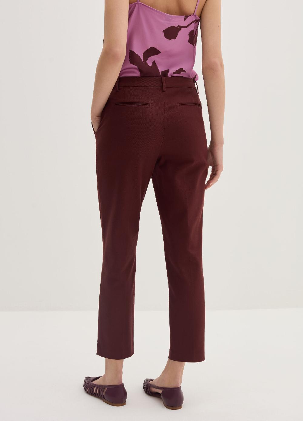 Stefanel Pantalone a sigaretta cropped in twill Grande vendita
