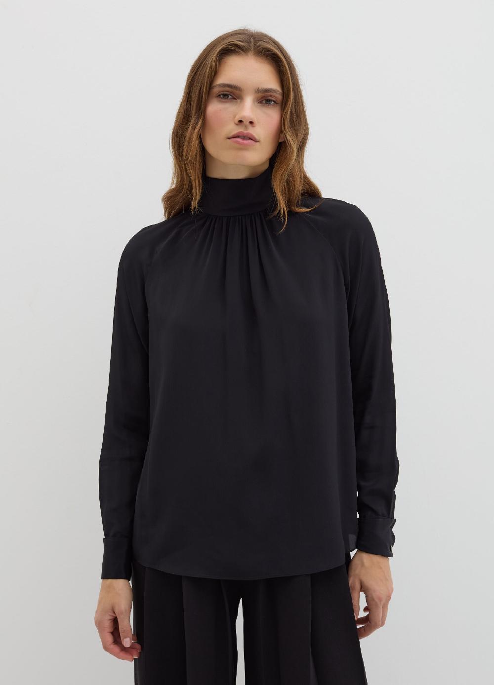 Stefanel Blusa a collo alto in viscosa e seta Offerta esclusiva
