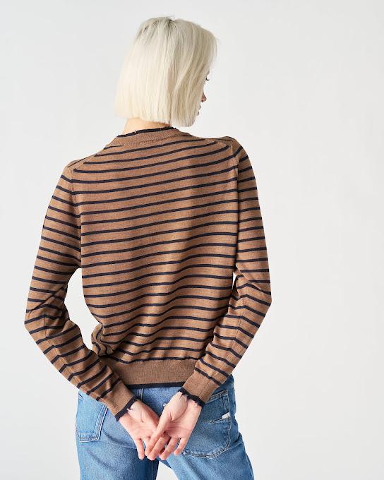 Suoli Maglia Girocollo 2 Colli Rigata Consegna Veloce