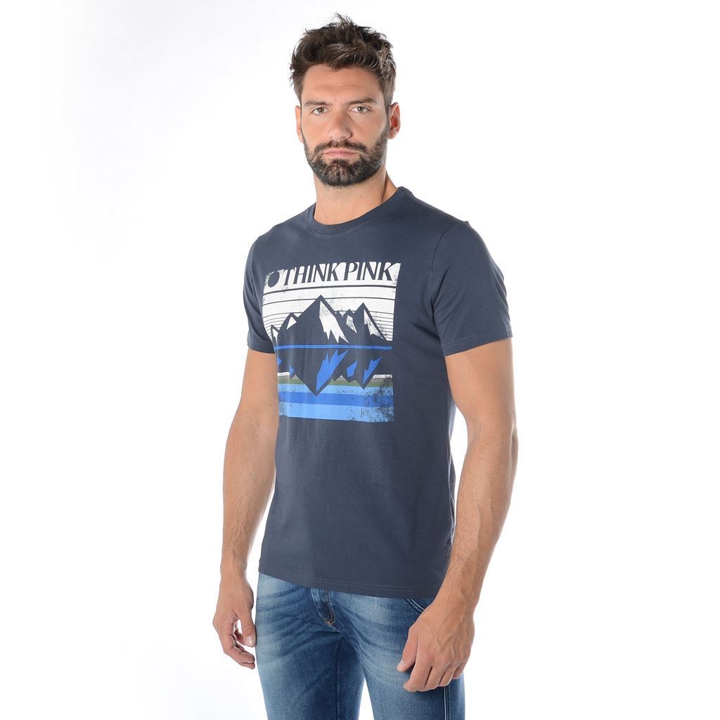 Think Pink T-shirt Uomo Manica Corta ss1907 Italy