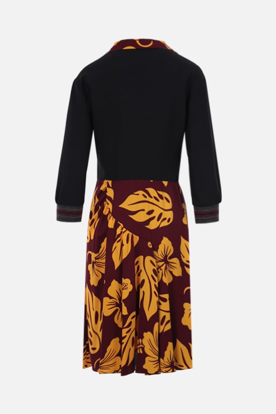 PRADA abito midi in sablé stampa Hibiscus I Più Venduti