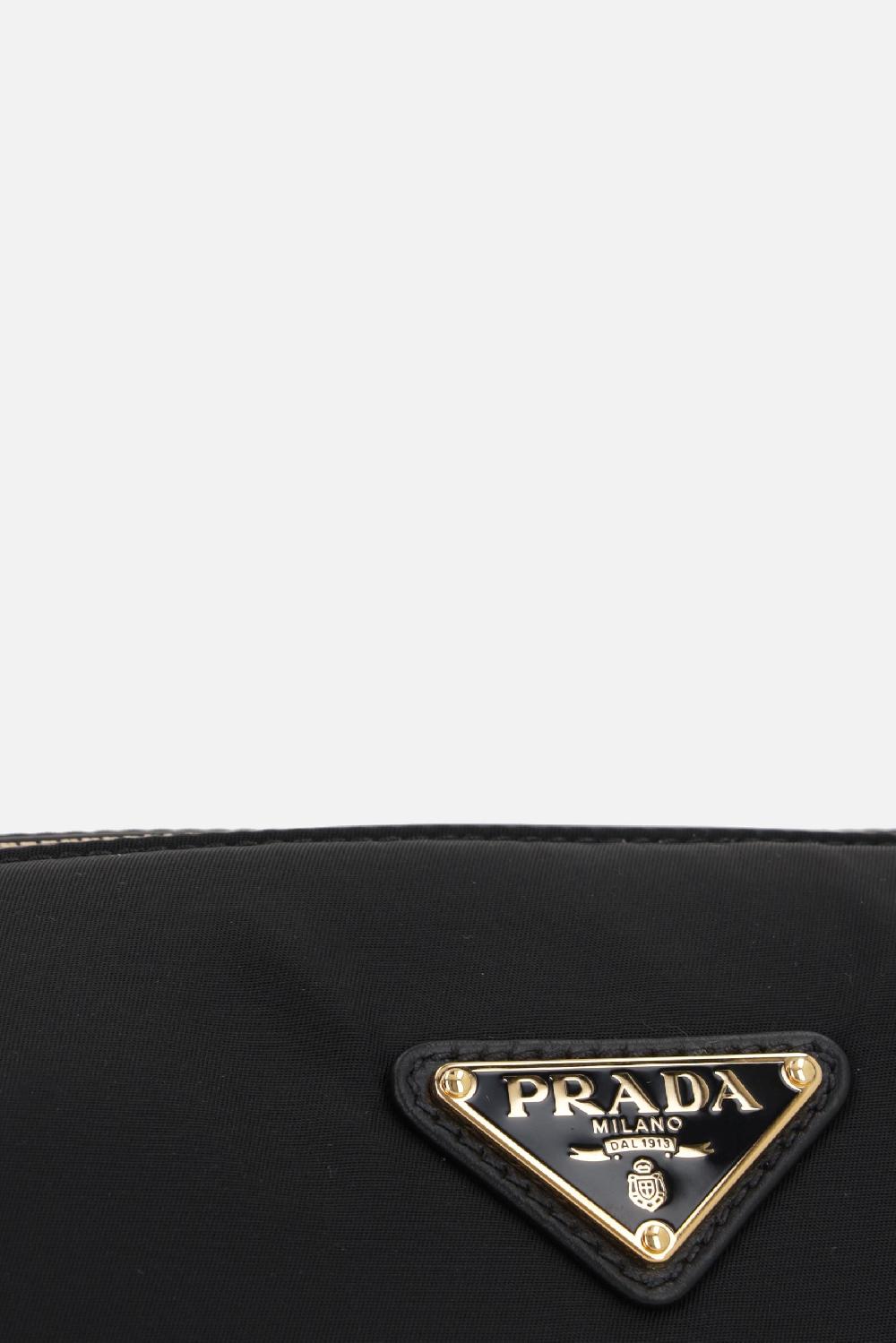 PRADA borsa a spalla media in Re-Nylon e pelle liscia Negozio