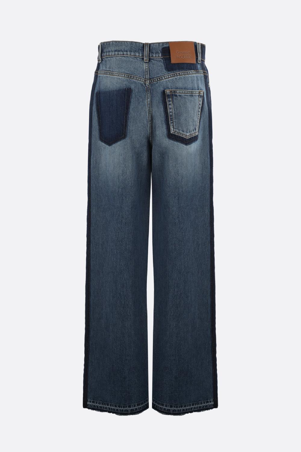 ALEXANDER McQUEEN jeans a gamba larga in denim Vendita Economica