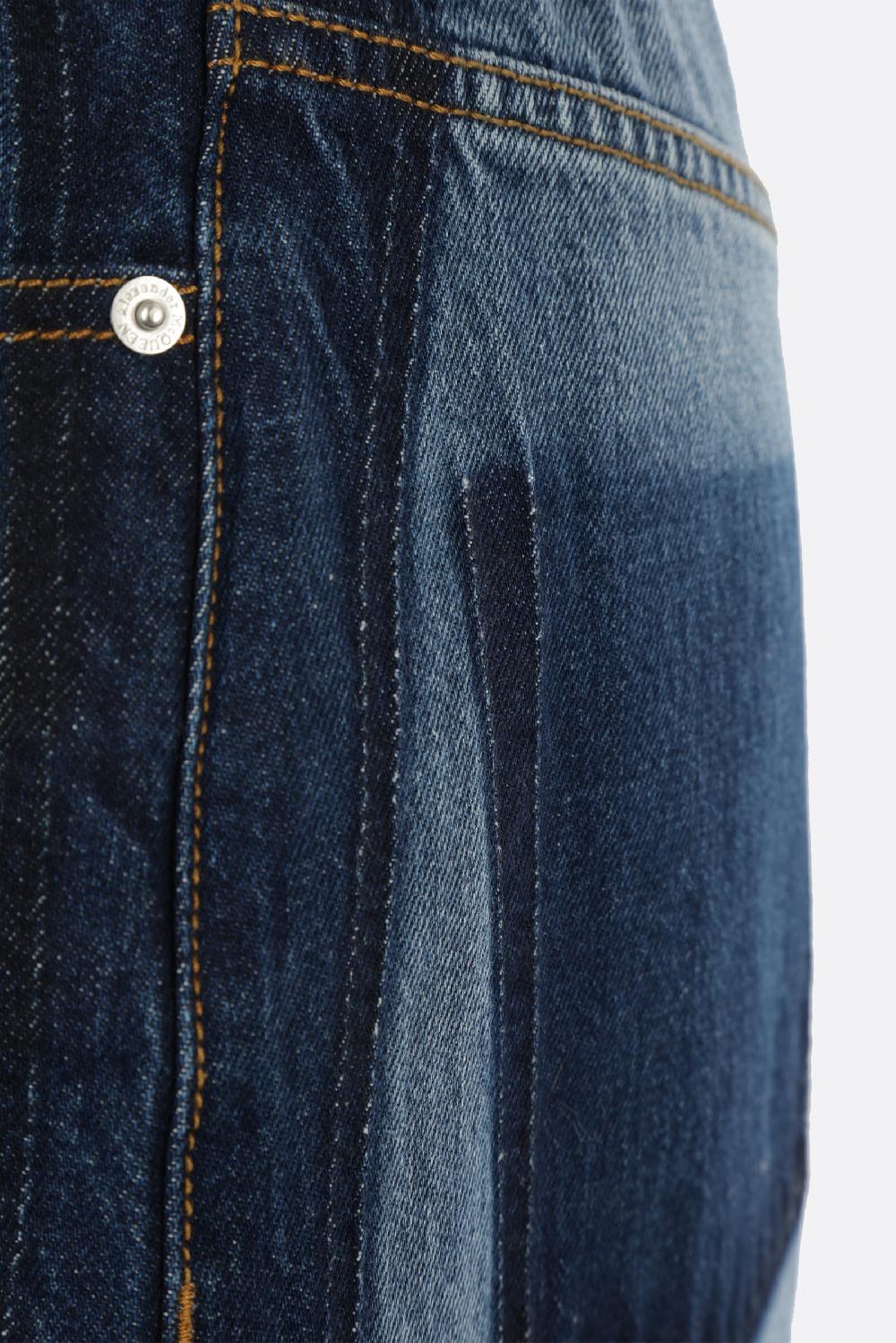 ALEXANDER McQUEEN jeans a gamba larga in denim Vendita Economica