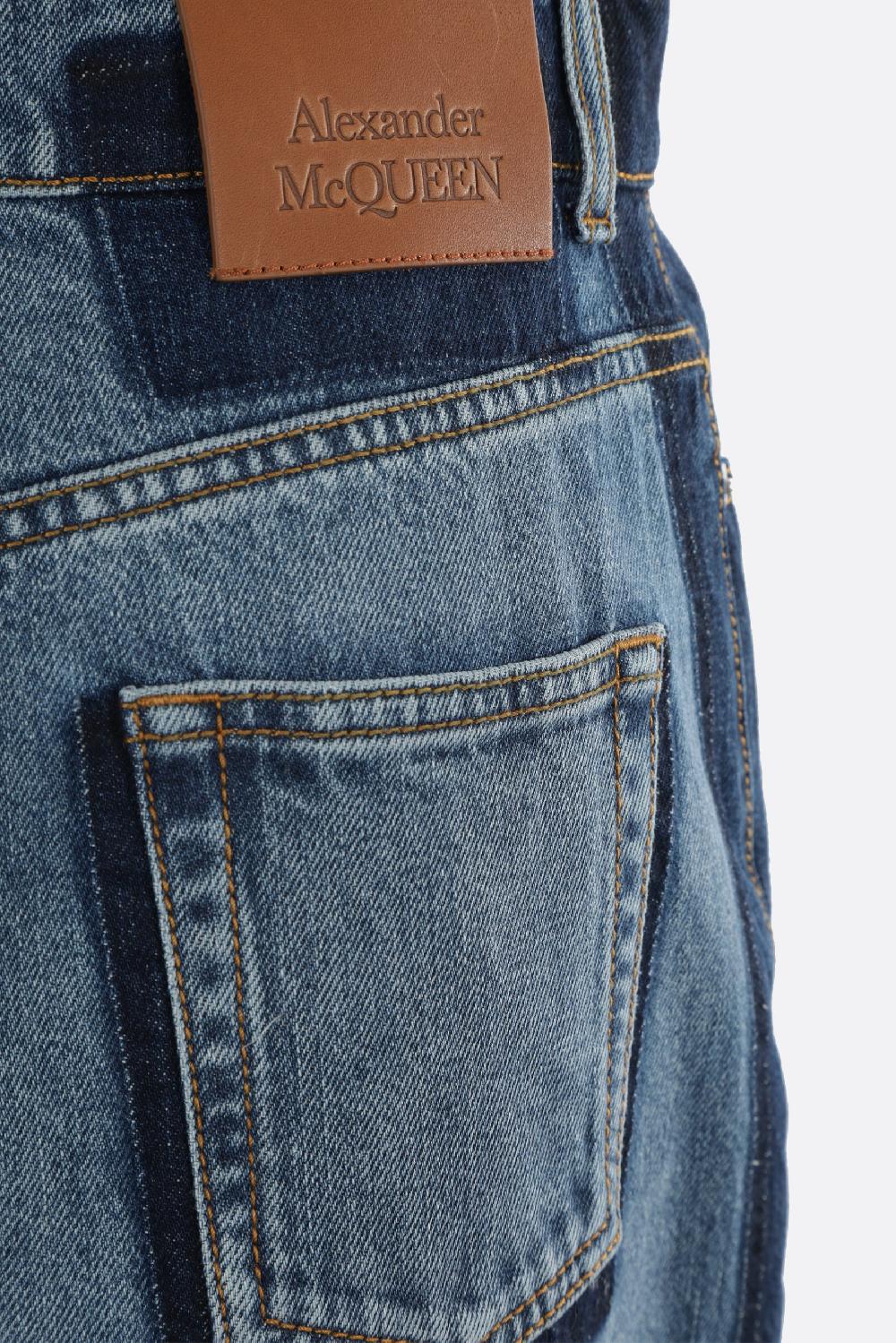 ALEXANDER McQUEEN jeans a gamba larga in denim Vendita Economica
