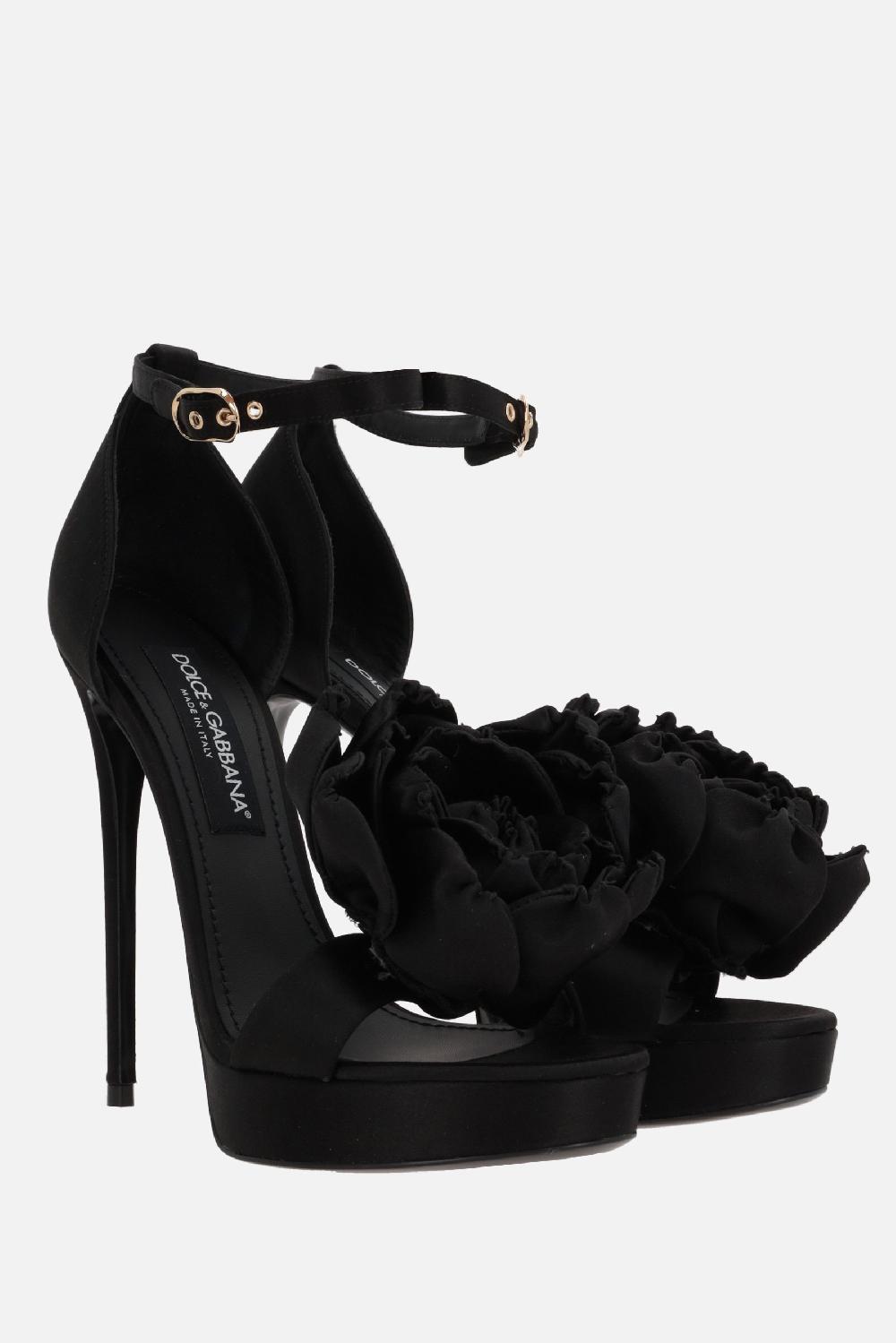 DOLCE & GABBANA sandalo platform in raso con fiore Vendita Calda