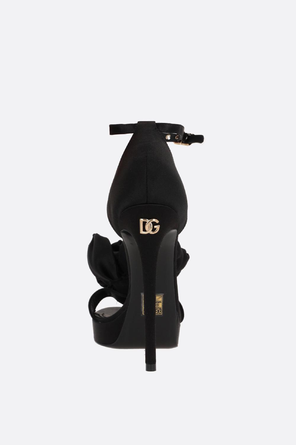 DOLCE & GABBANA sandalo platform in raso con fiore Vendita Calda
