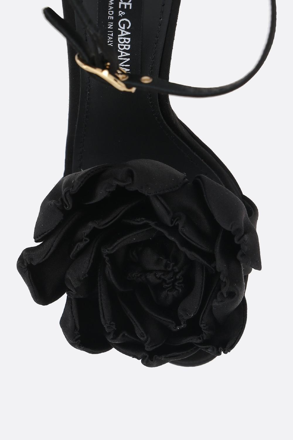 DOLCE & GABBANA sandalo platform in raso con fiore Vendita Calda