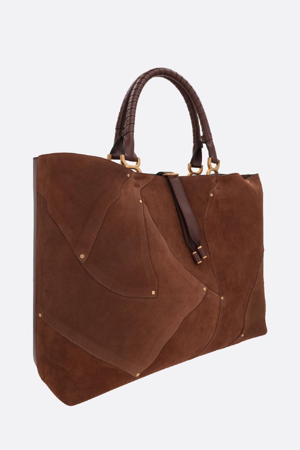 CHLOÉ borsa tote Marcie in suede e pelle liscia Promozione