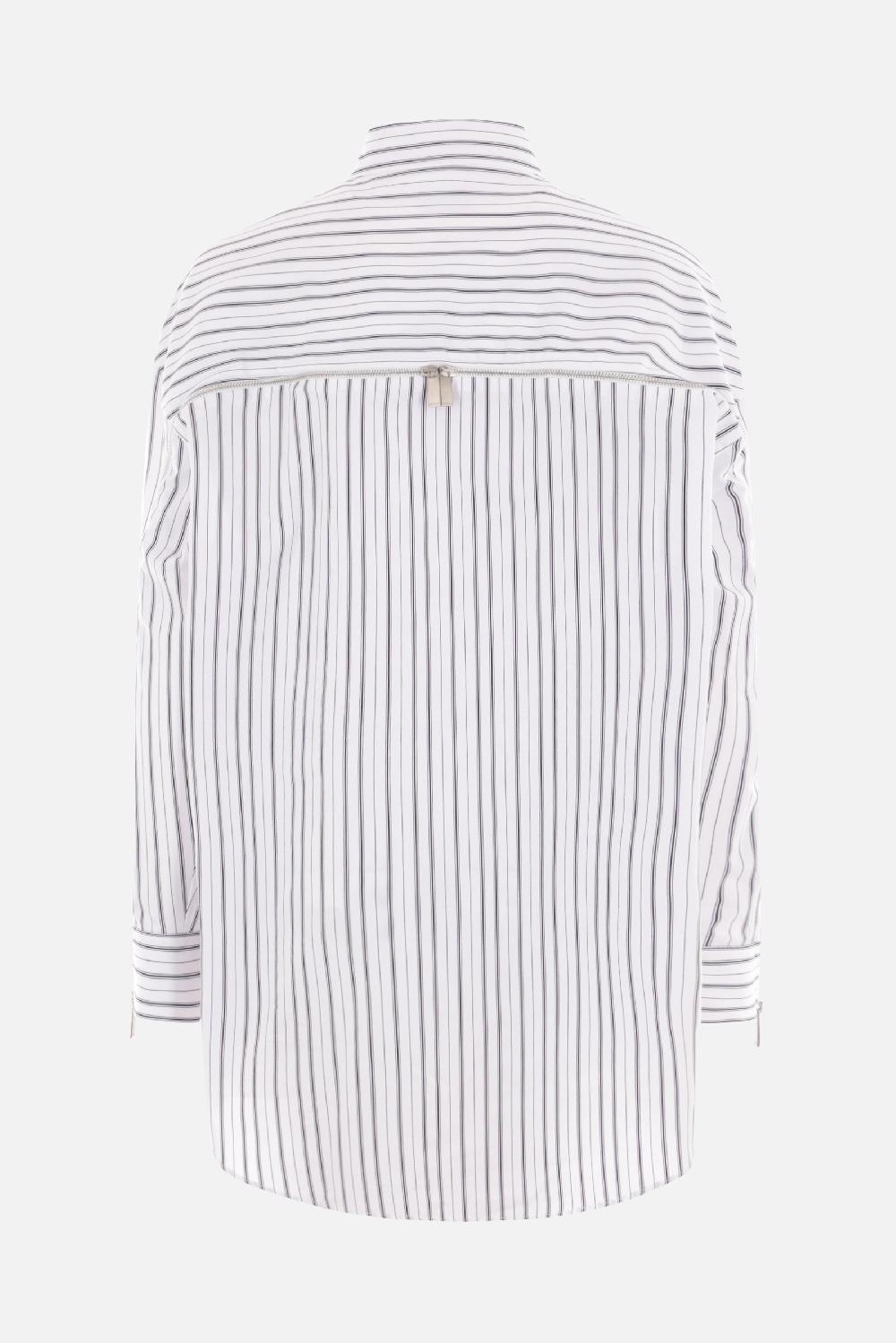 OFF WHITE camicia oversize in popeline a righe con zip Fino Al -60%