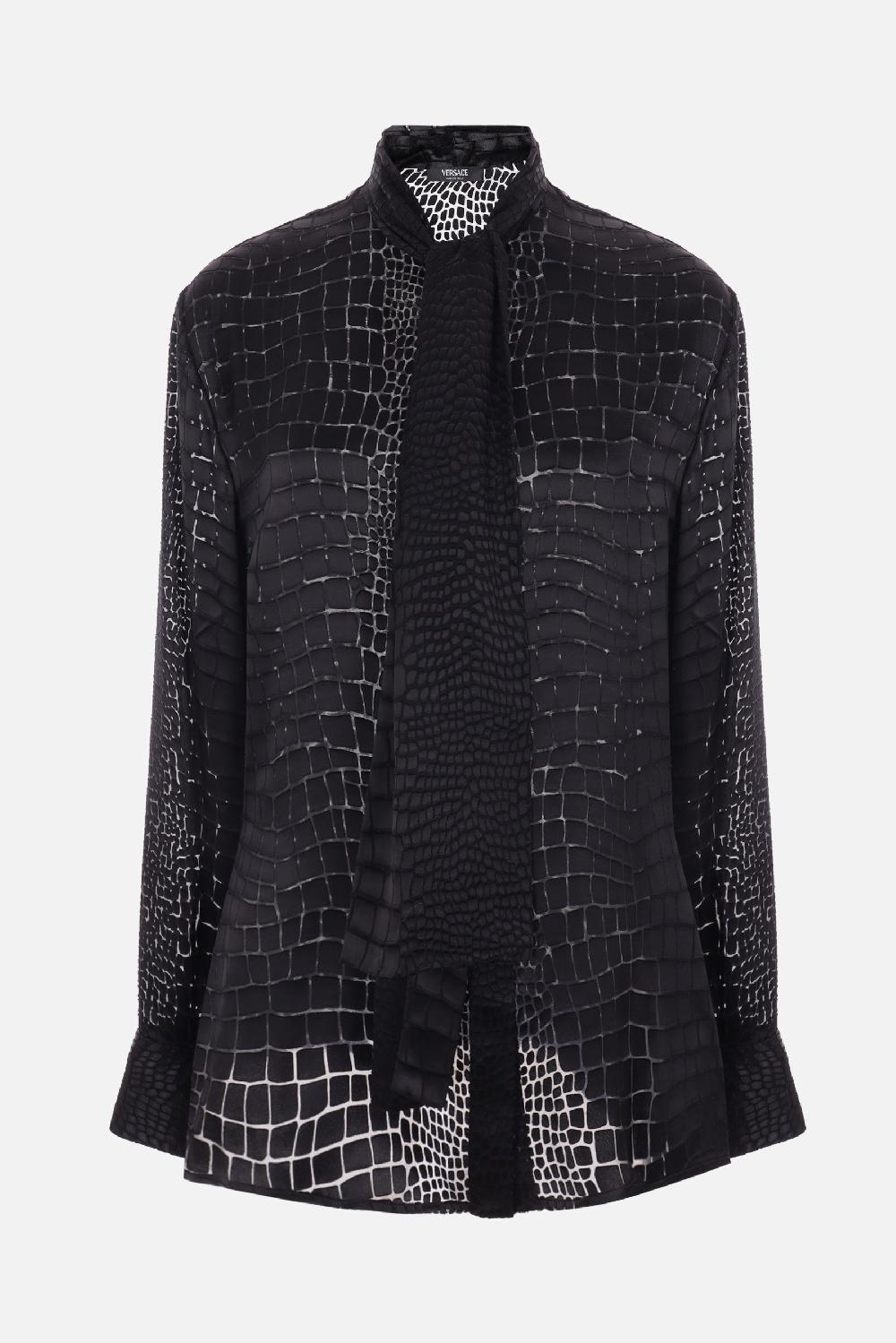 VERSACE camicia in misto seta devoré Coccodrillo