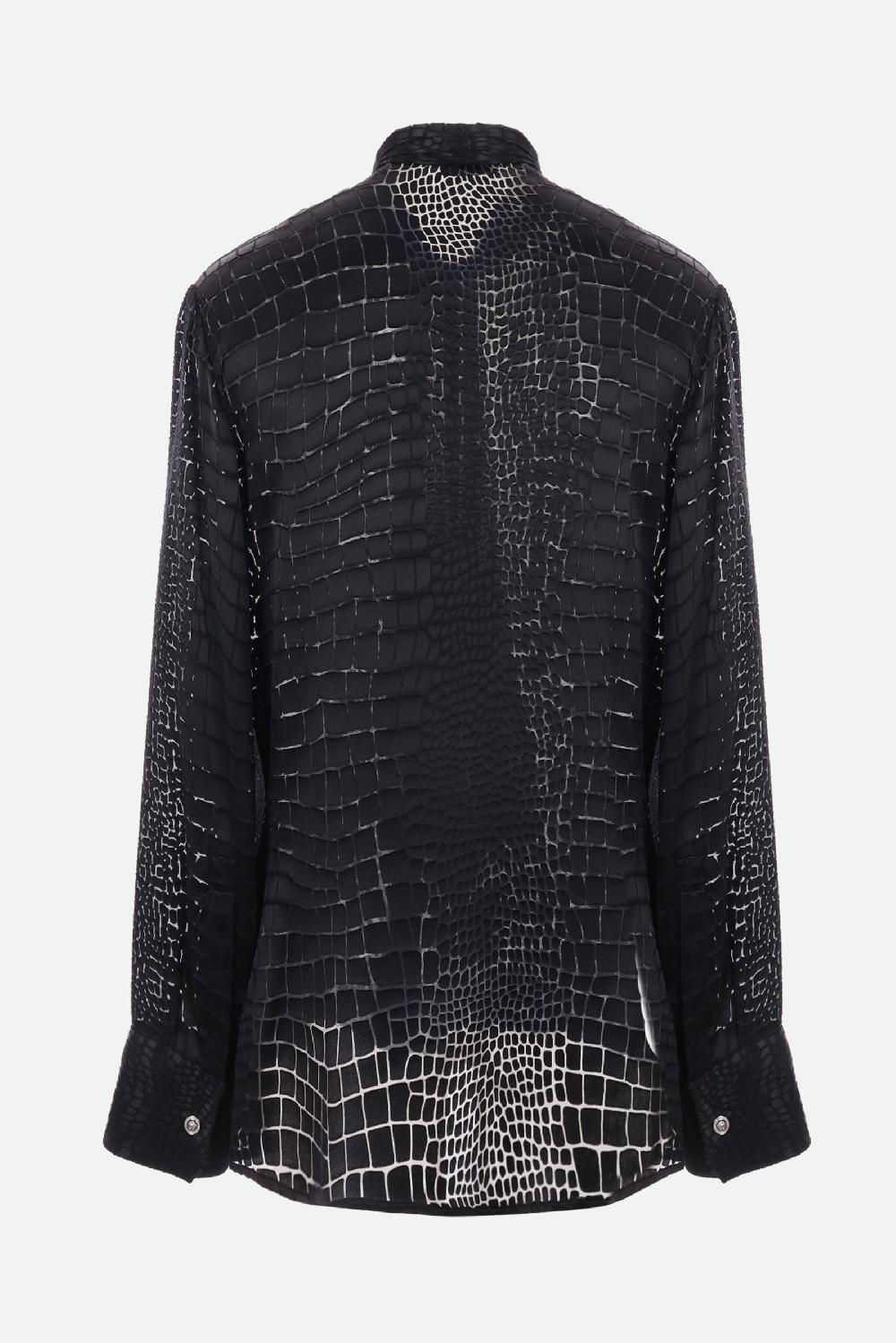 VERSACE camicia in misto seta devoré Coccodrillo Presa