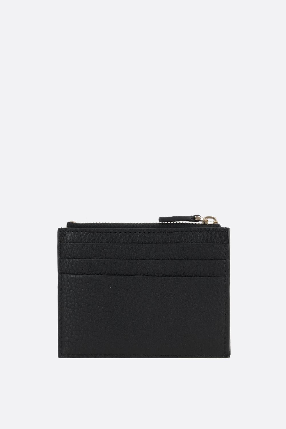 VALENTINO GARAVANI porta carte con zip Rockstud in pelle martellata Outlet