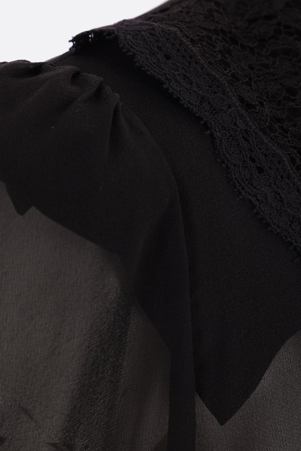 ALESSANDRA RICH abito lungo in georgette e pizzo Vendite Flash