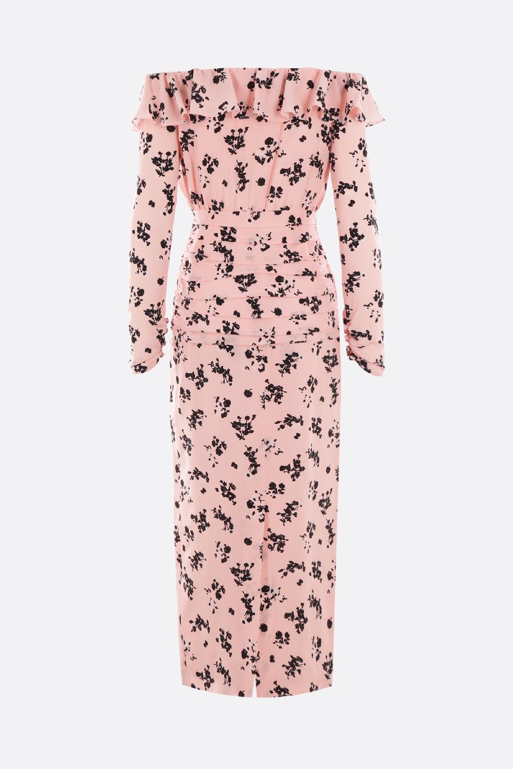 ALESSANDRA RICH abito off-the-shoulder in seta stampa floreale 2025