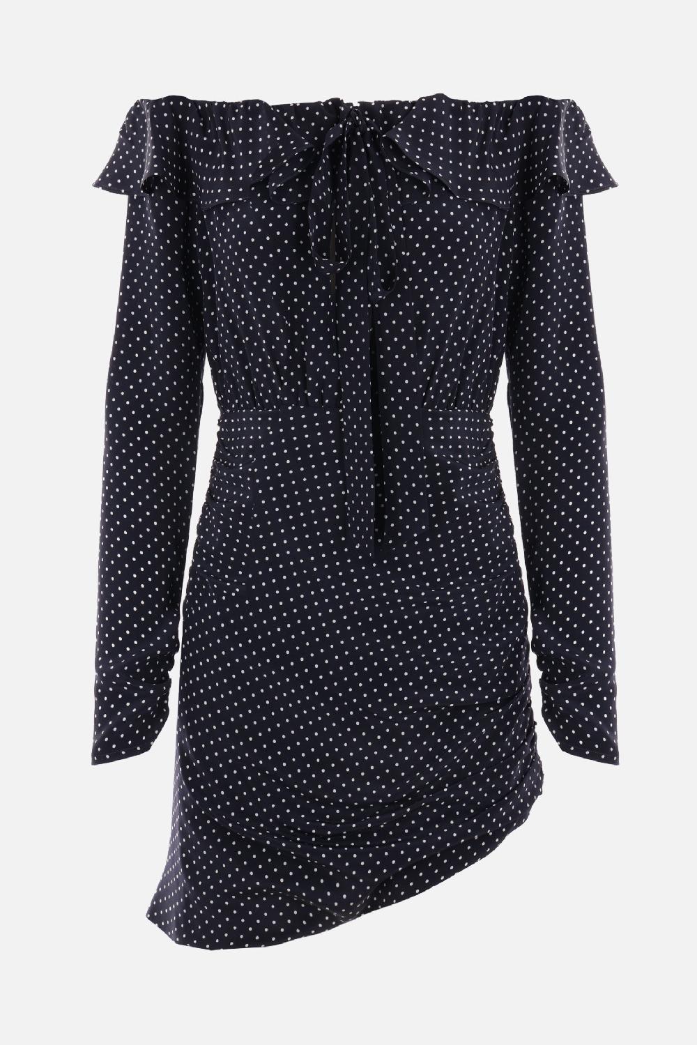 ALESSANDRA RICH miniabito off-the-shoulder in seta a pois