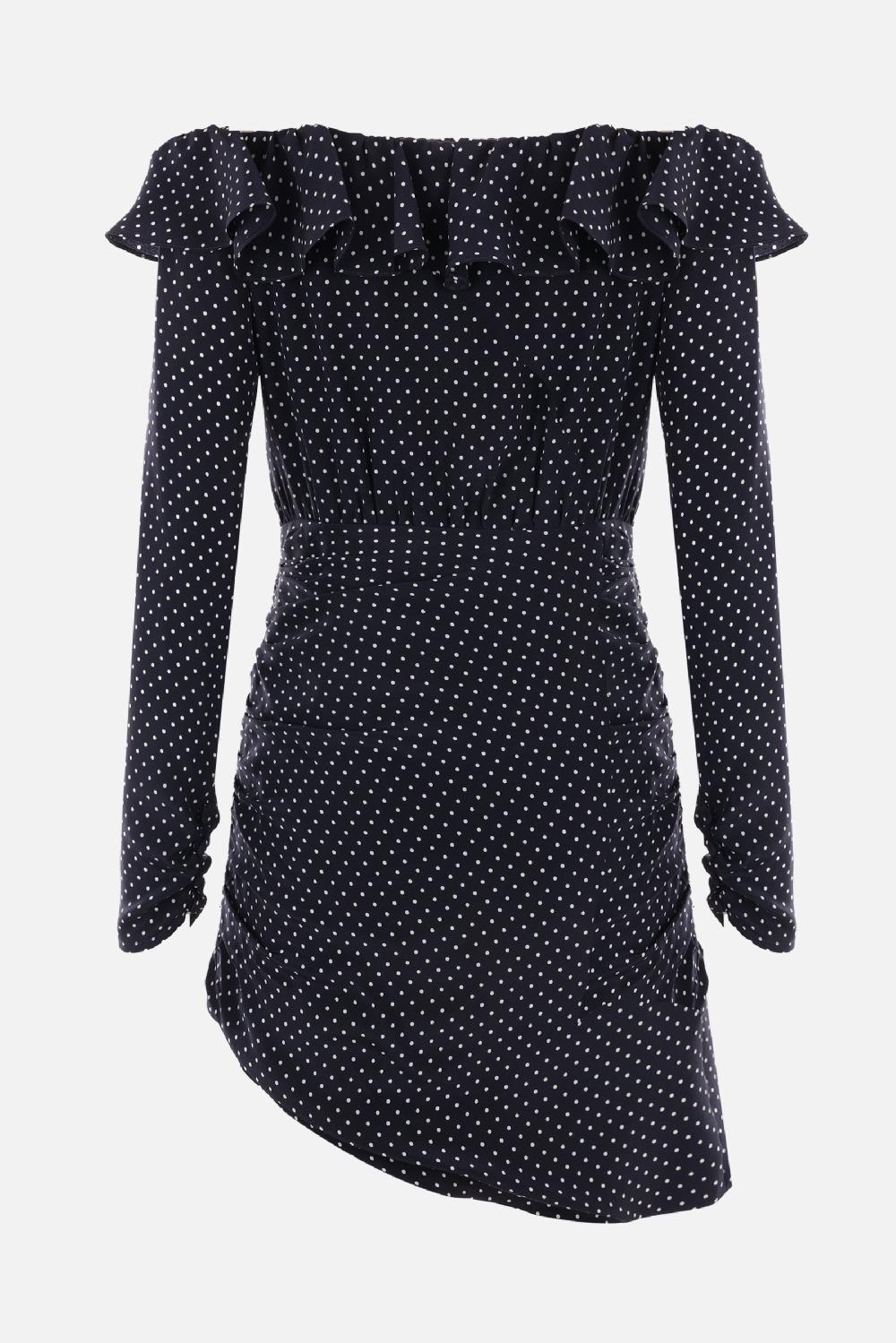 ALESSANDRA RICH miniabito off-the-shoulder in seta a pois Italy