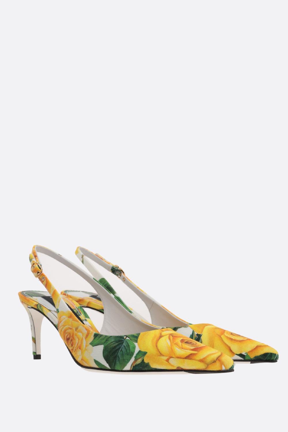 DOLCE & GABBANA slingback in gabardine stampa Rose Gialle Italia