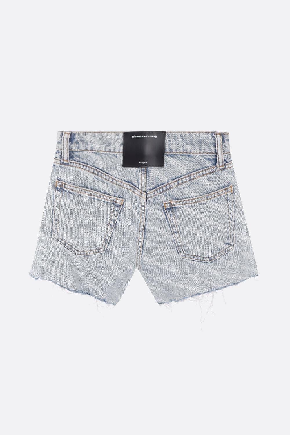 ALEXANDER WANG shorts in denim stampa logo In Vendita