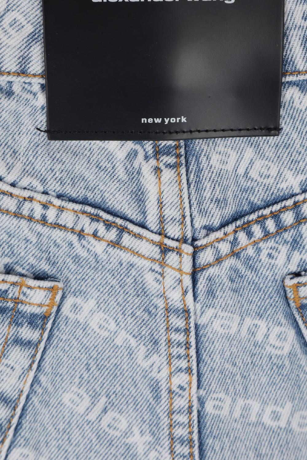 ALEXANDER WANG shorts in denim stampa logo In Vendita