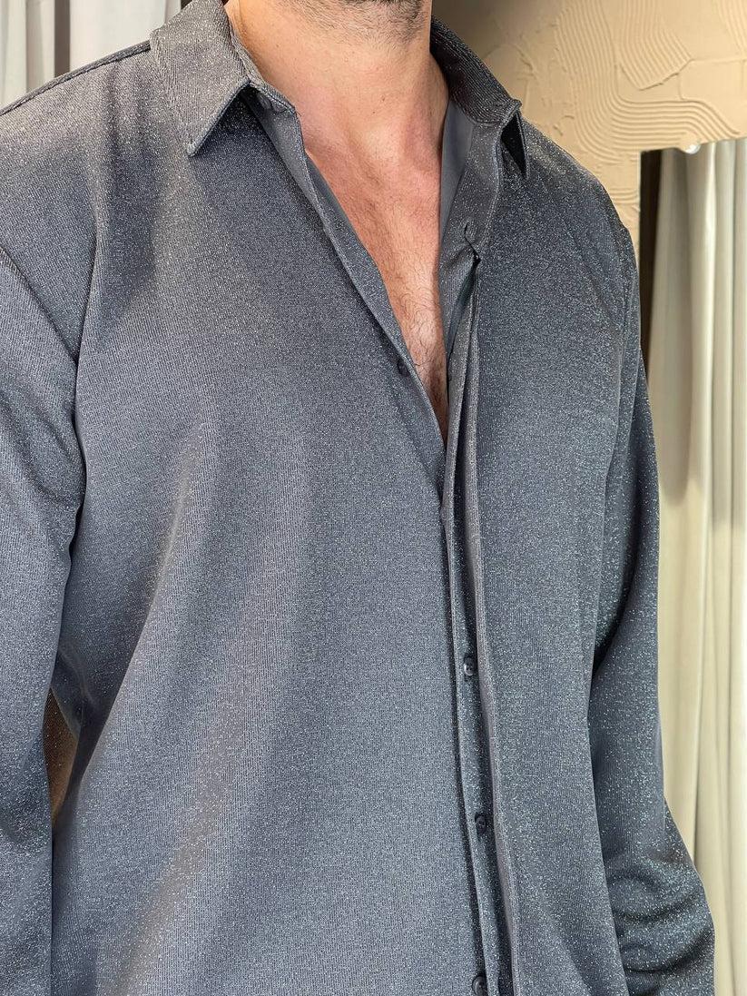 Underground Couture Camicia Laminata Grigio MRSM Economico