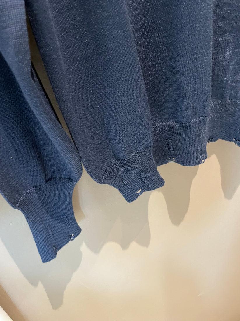 Underground Couture Maglione Blu Rotture Nuovo
