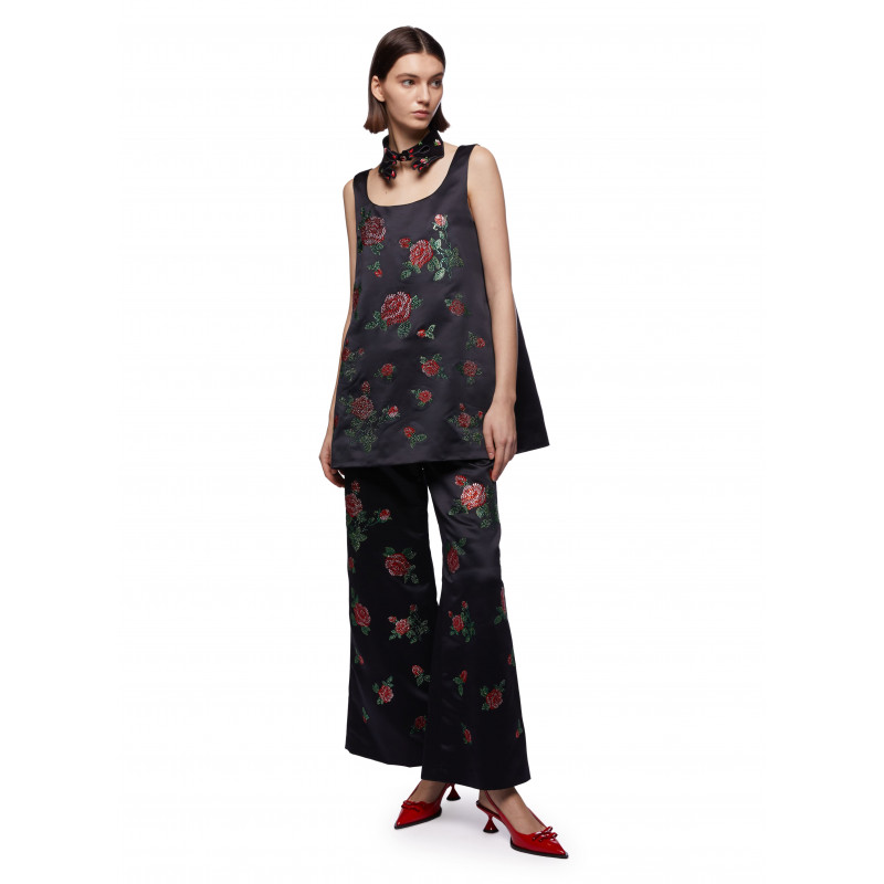 Vivetta PANTALONE RICAMI ROSE Vendita calda