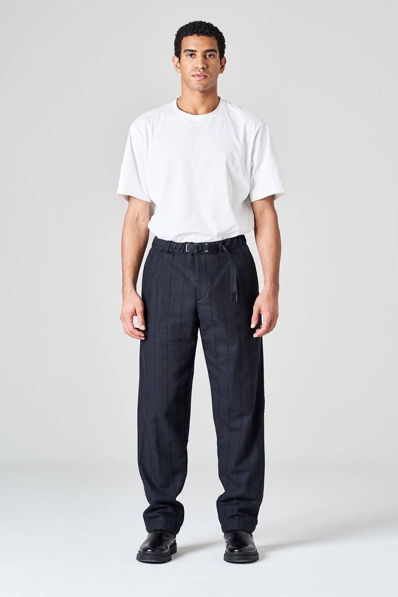 White sand Pantalone gamba dritta con pinces in flanella gessata Saldi Di Fabbrica