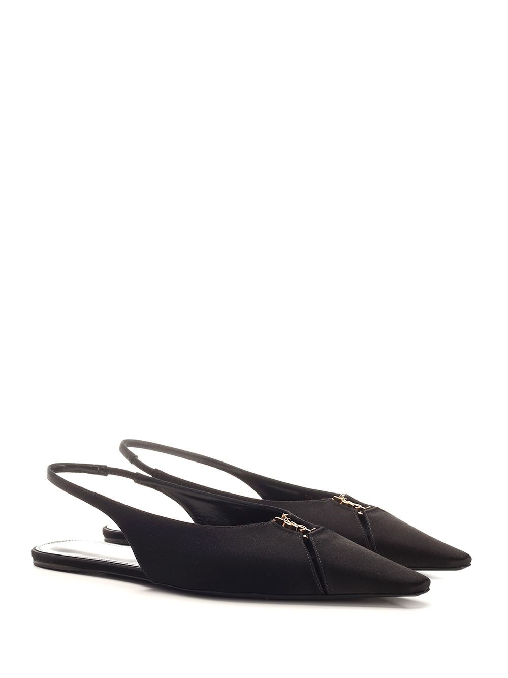 Al Duca D'Aosta Saint Laurent Ballerine aperte sul retro"BABYLONE" in crêpe satin Comprare a buon mercato