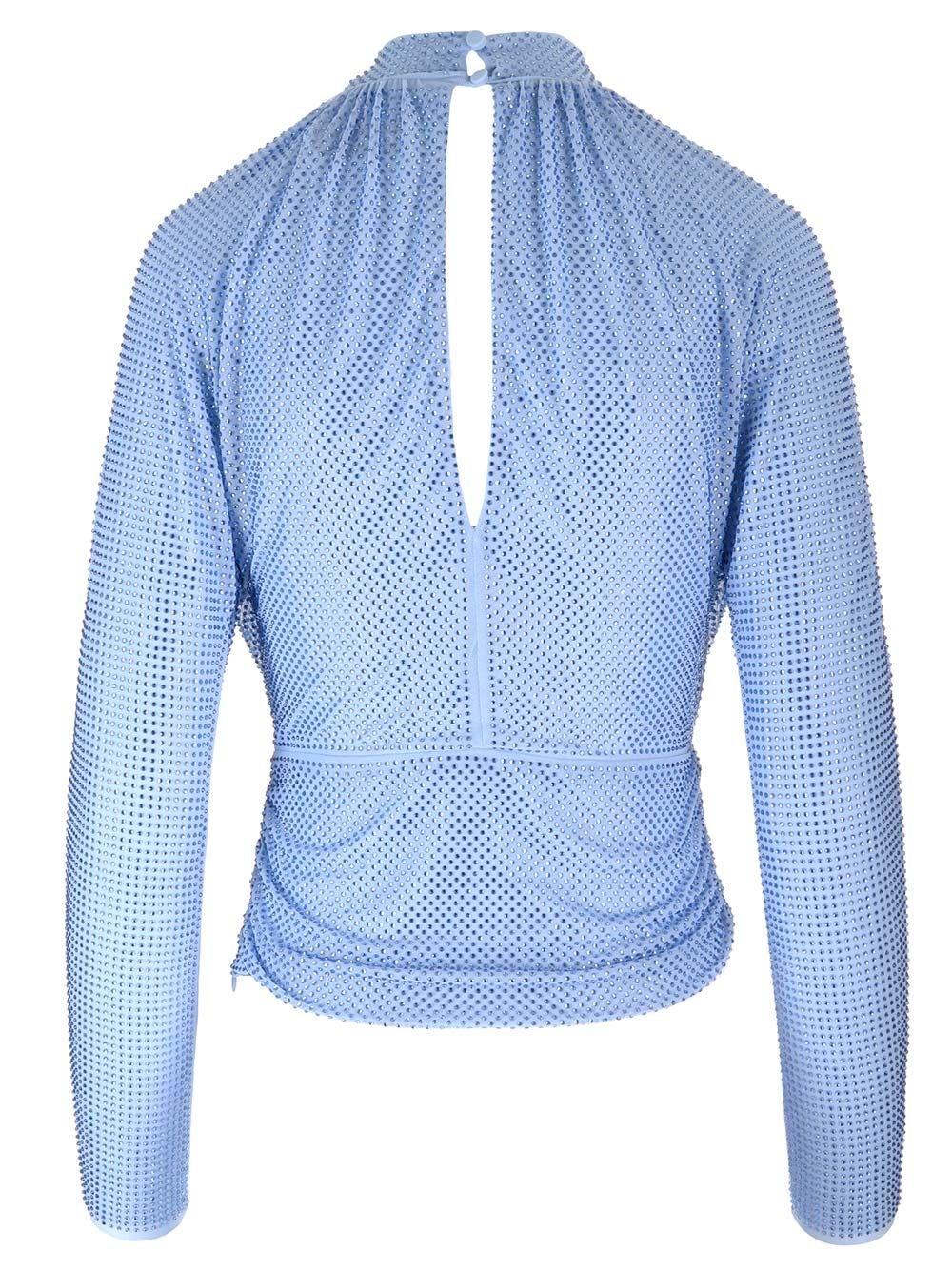 Al Duca D'Aosta Self-portrait Top in rete con strass In Linea