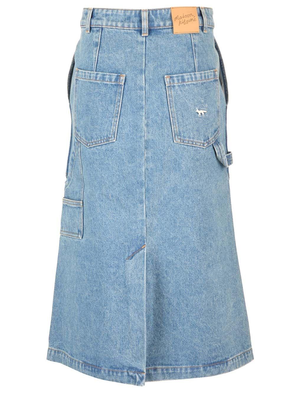 Al Duca D'Aosta Maison Kitsuné Gonna midi in denim Promozione