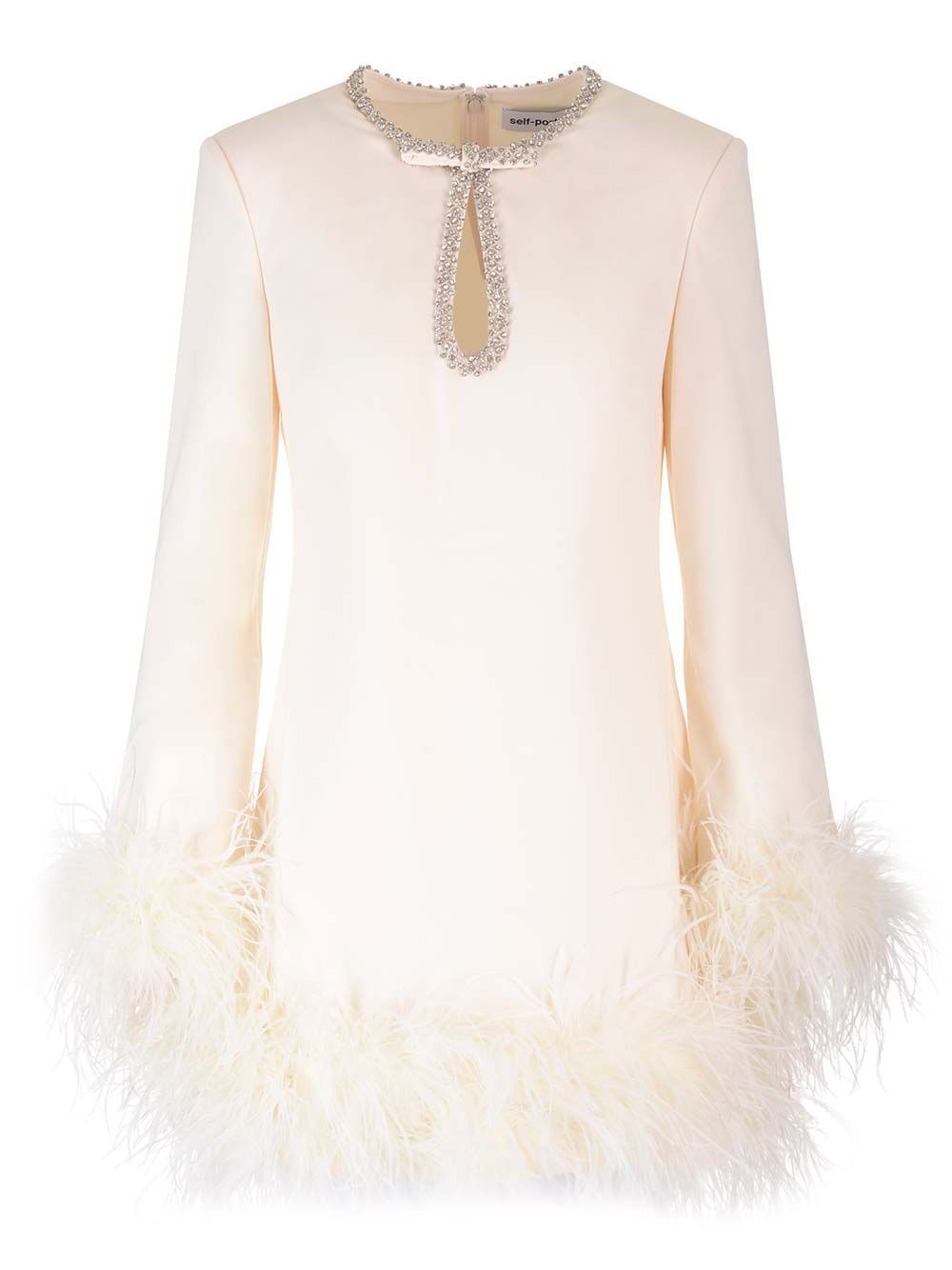 Al Duca D'Aosta Self-portrait Mini abito in crepe panna Shopping Online