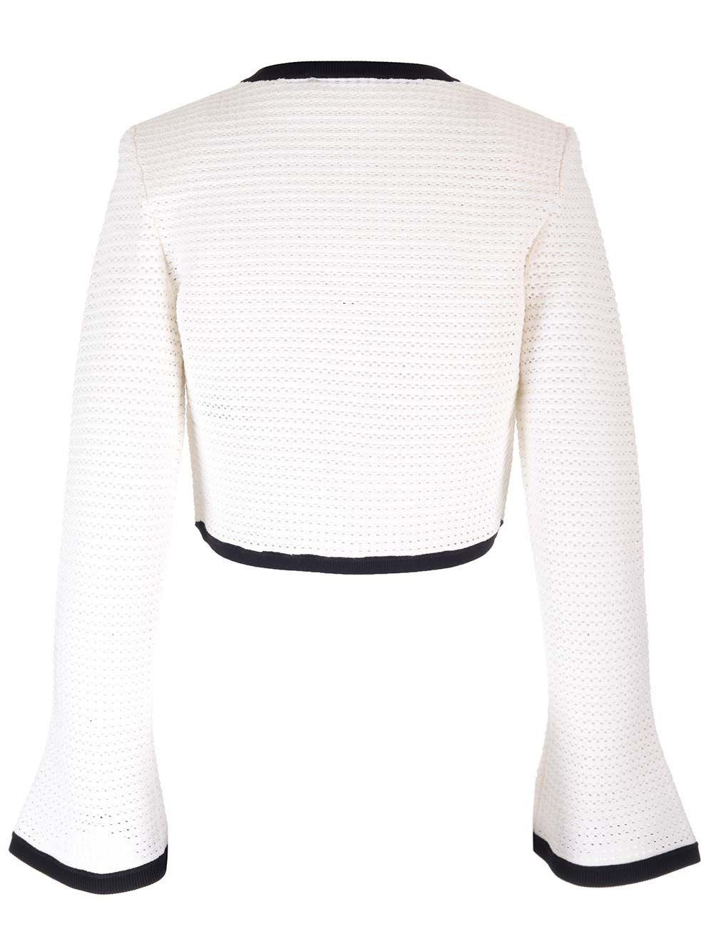 Al Duca D'Aosta Self-portrait Cardigan bianco all'uncinetto Sconto