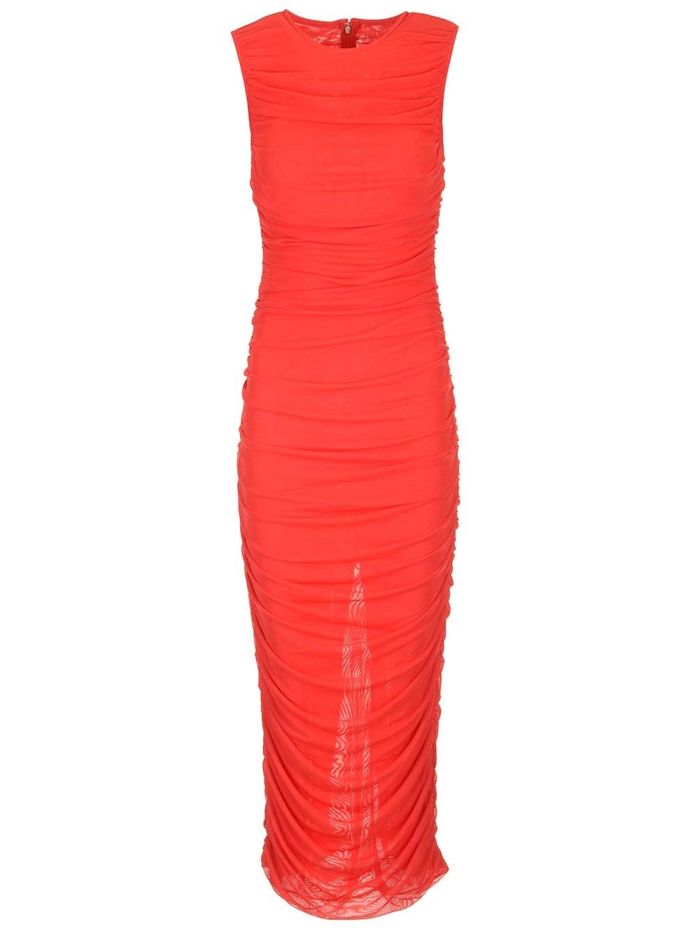 Al Duca D'Aosta Rotate Abito midi rosso con arricciature