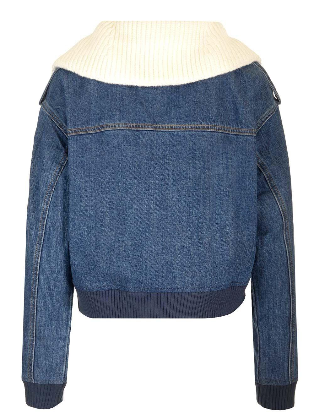 Al Duca D'Aosta Self-portrait Giacca jeans collo in maglia Sconto