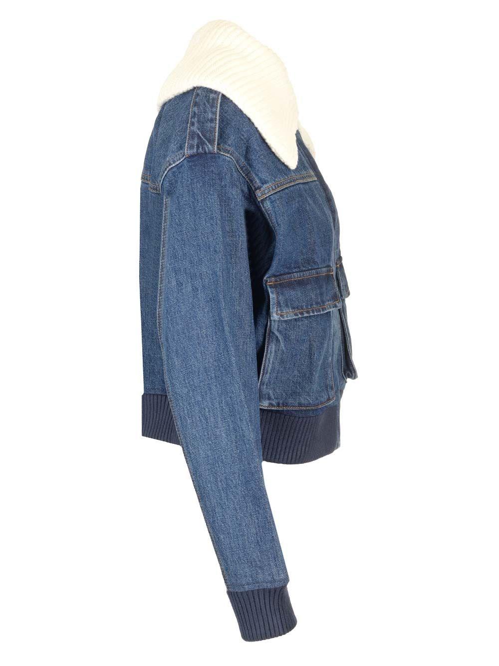 Al Duca D'Aosta Self-portrait Giacca jeans collo in maglia Sconto