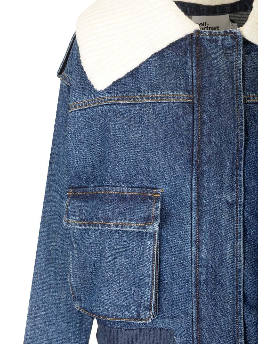 Al Duca D'Aosta Self-portrait Giacca jeans collo in maglia Sconto