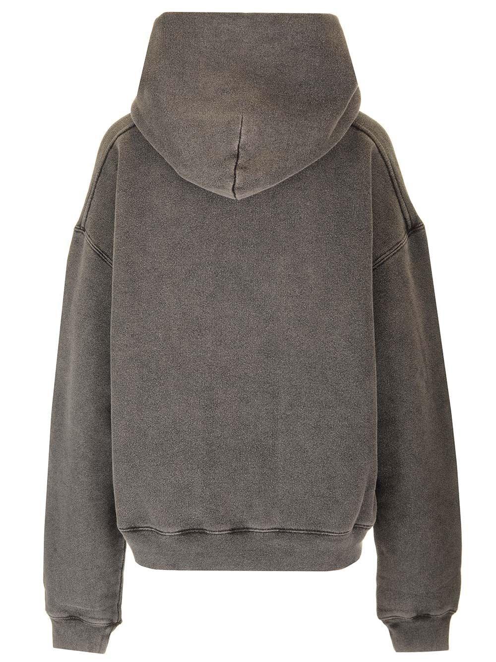 Al Duca D'Aosta Alexander Wang UNISEX HOODIE WITH DISTRESSED SKYLINE LOGO GRAPHIC WASHED CHARCOAL Offerte speciali